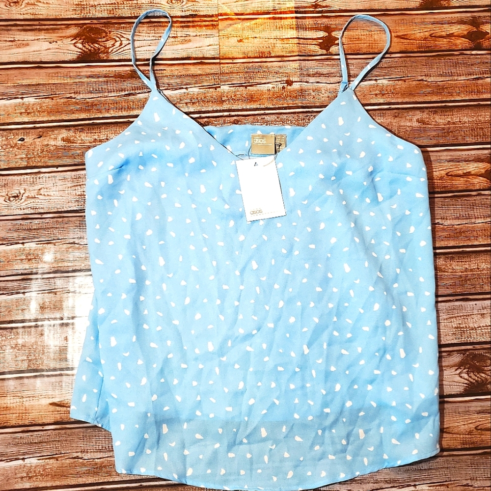 Asos Light Blue Abstract Dot Cami Tank 10 NWT